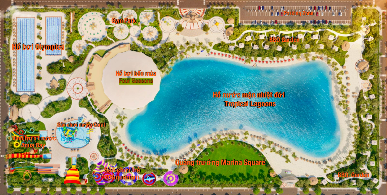 Hồ bơi bốn mùa Four Seasons gần nhiều tiện ích đẳng cấp của Vinhomes Ocean Park 3