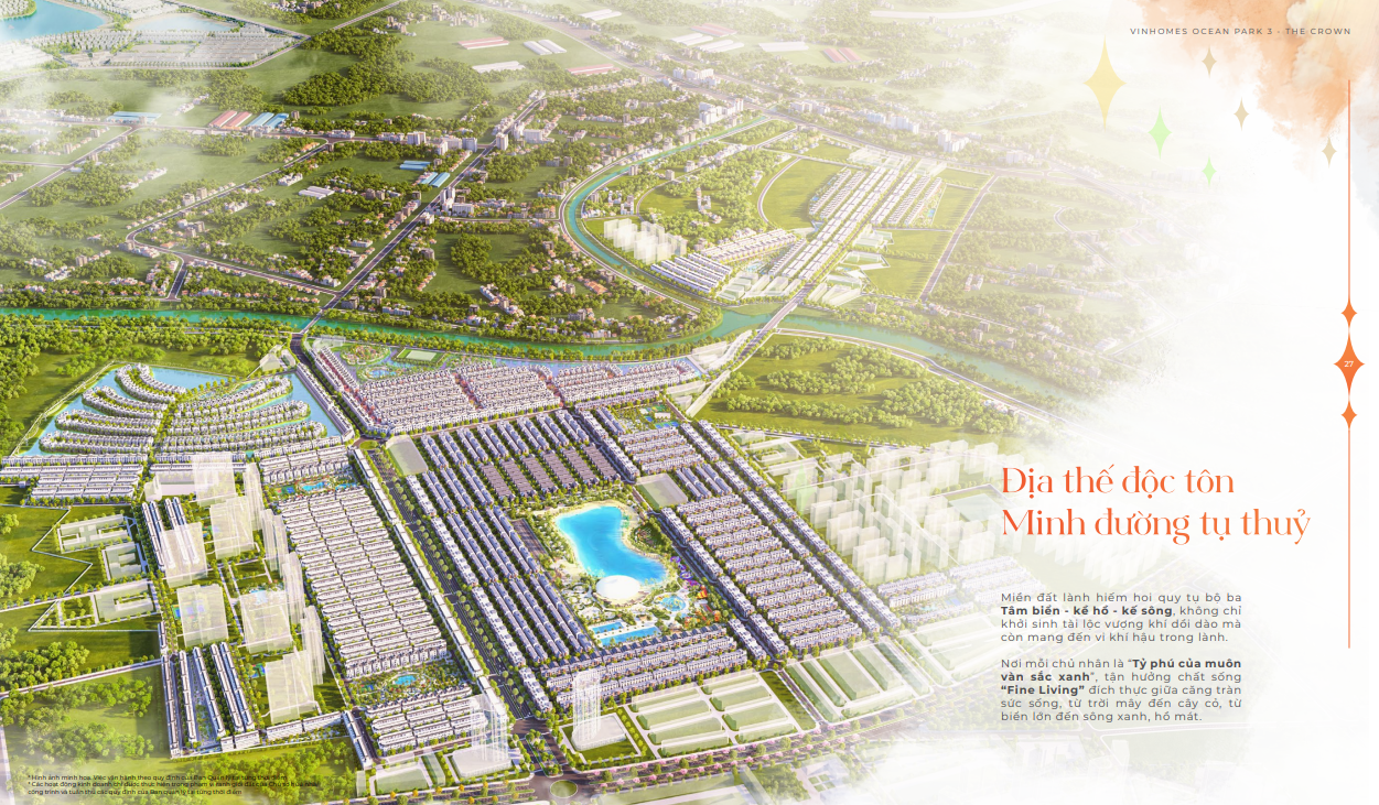 Địa thế minh đường tụ thủy giúp cư dân Vinhomes Ocean Park 3 đón đầu tài lộc